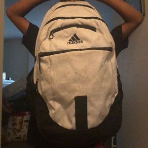 Gray and black Adidas backpack